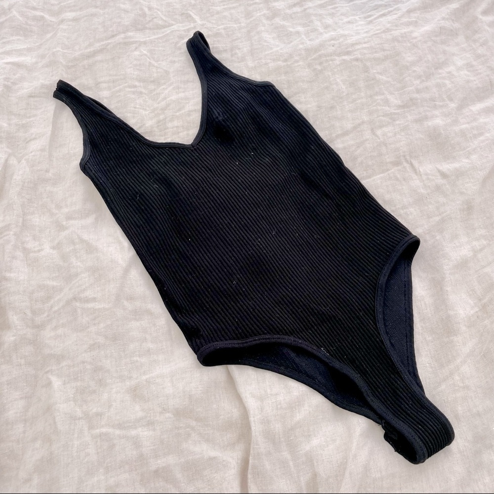 Black ribbed bodysuit
